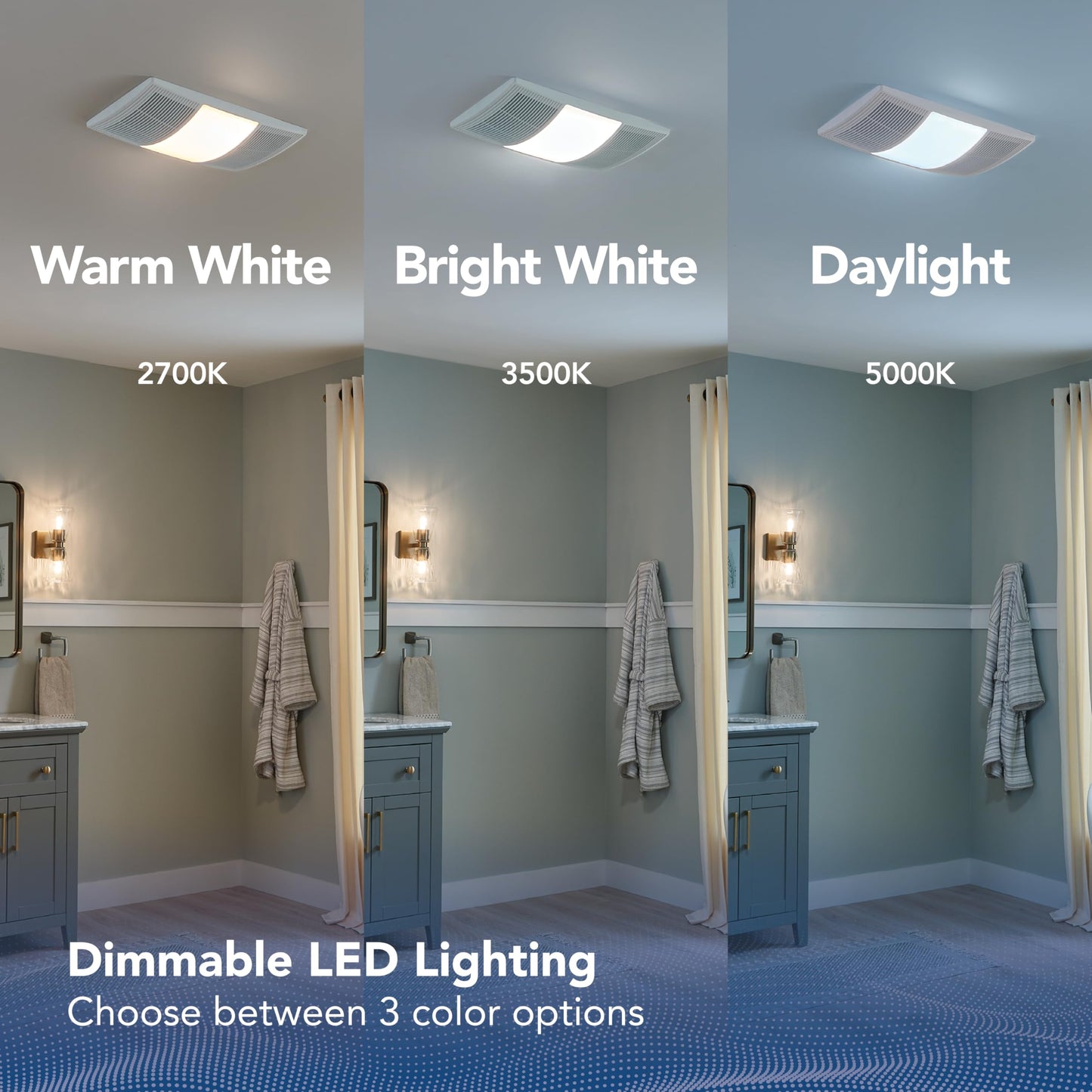 Broan-NuTone Bathroom Exhaust Fan with Heater Quiet 1.5 Sones, 80 CFM and 3-Level CCT Lighting, Powerful Ventilation and Warm Comfort for Any Bathroom