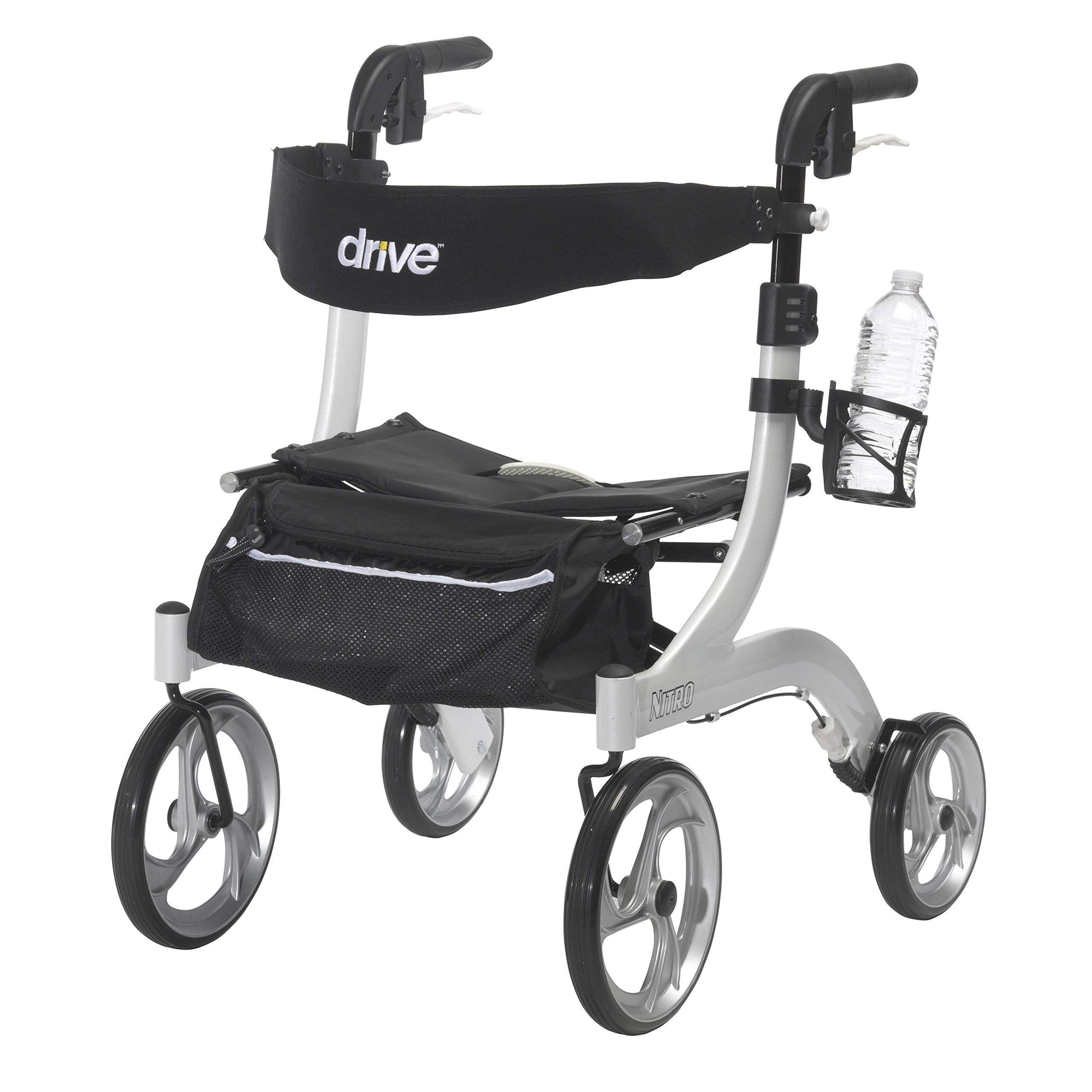 Drive Medical Nitro Clip-On Cup Holder for Walker Rollator, 6 x 4 x 3.5 Inch, Black