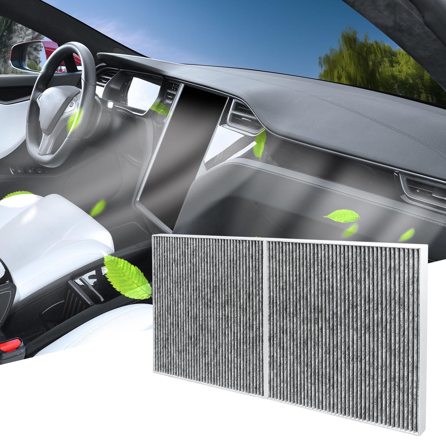 Air Filter Compatible with Tesla Model S 2016 2017 2018 2019 2020 Cabin Air Filter HEPA Air Intake Filter Replacement with Activated Carbon