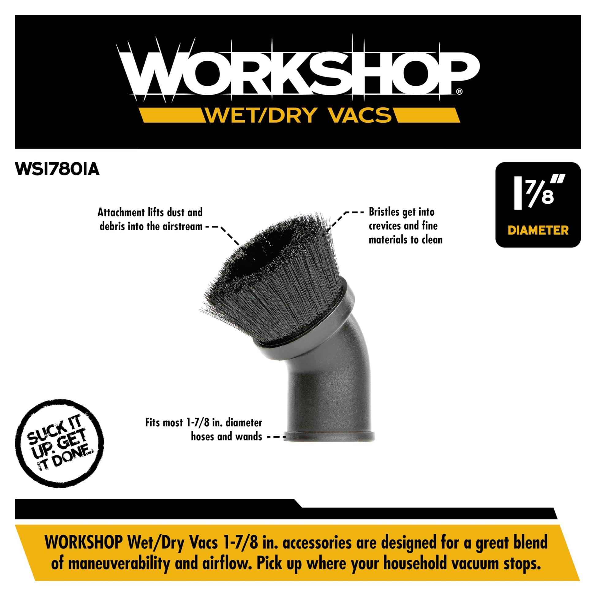 WORKSHOP Wet/Dry Vacs WS17801A 1-7/8-in. Dusting Brush Vacuum Attachment