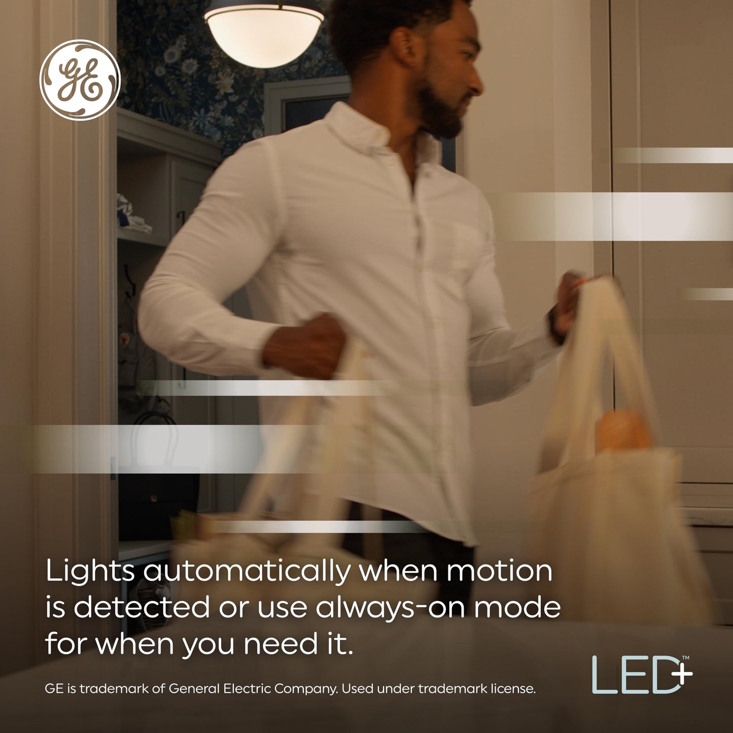 GE LED+ Motion Sensor Fixture, 20W, Flush Mount Ceiling Light with Motion Sensor, Security Light, Soft White (1 Pack)