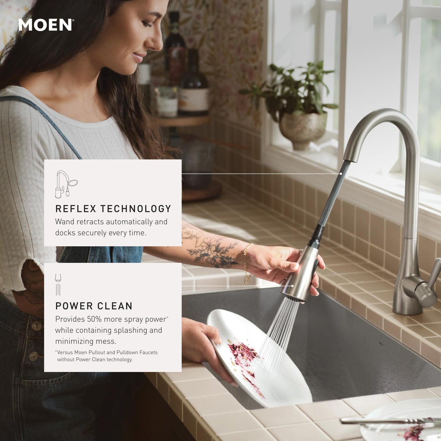 Moen Arbor Spot Resist Stainless Motionsense Wave Sensor Touchless One-Handle Single Hole Kitchen Sink Faucet, 7594EWSRS