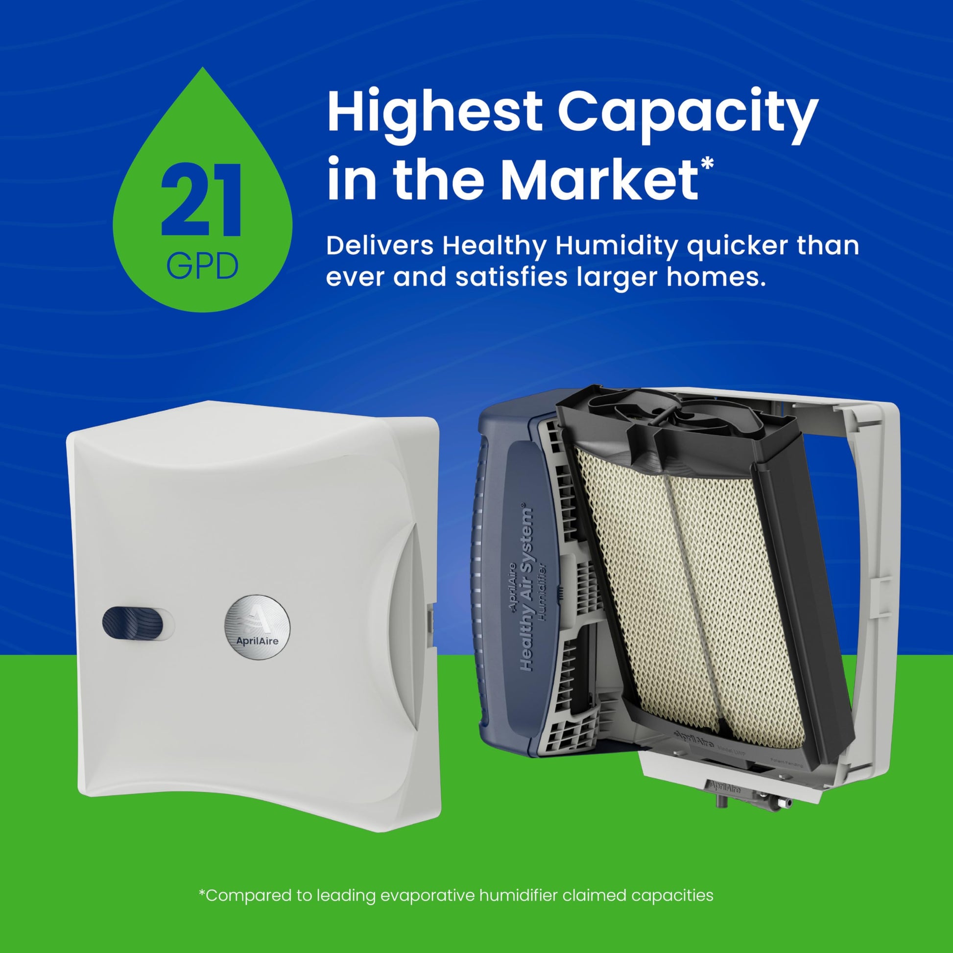 AprilAire 720MKZ Whole-House Fan-Powered Evaporative Humidifier – 21 GPD, Water Saving, Manual Control, Installation Kit, for up to 6,250 Sq. Ft., Part of the AprilAire Healthy Air System