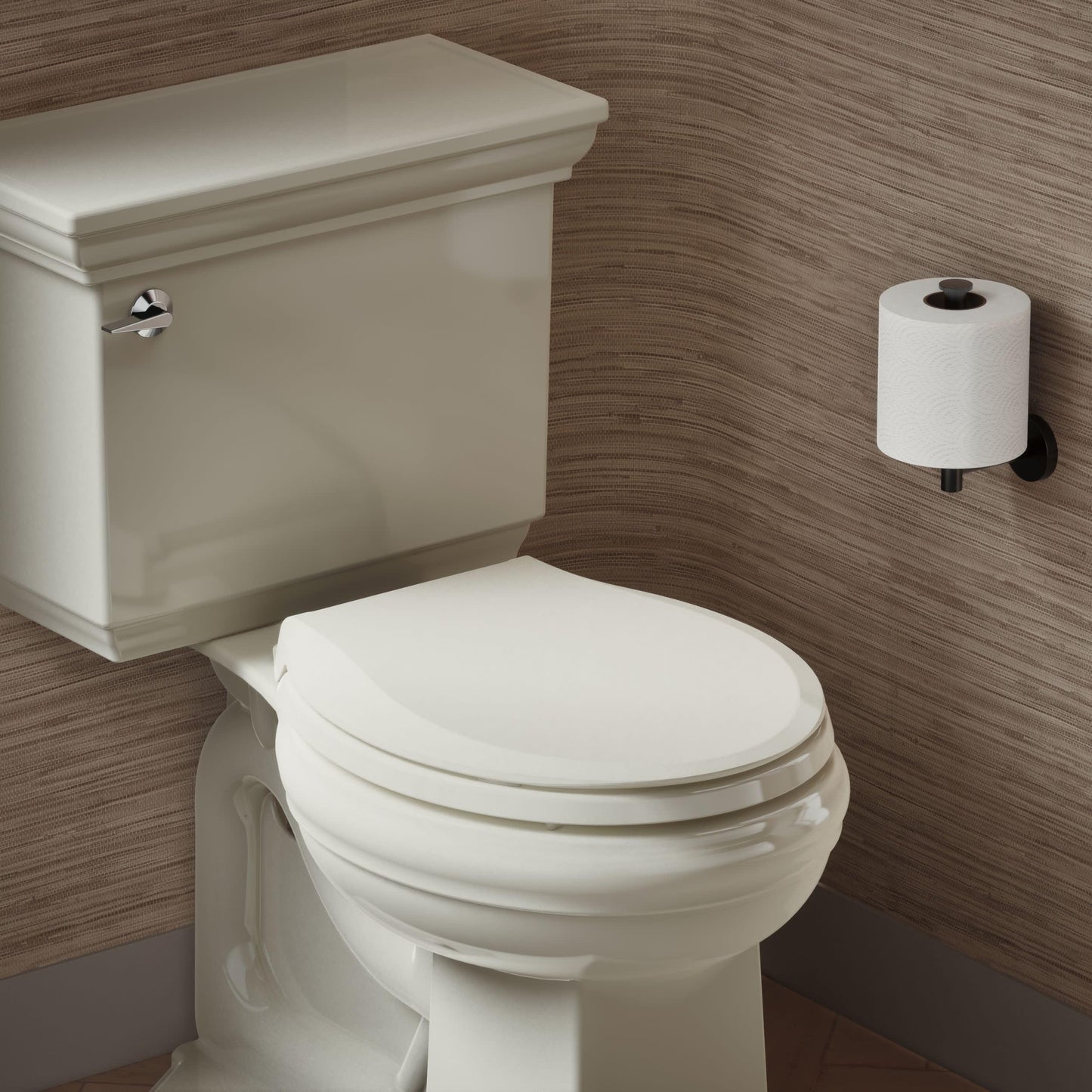 KOHLER 4639-RL-47 Cachet ReadyLatch Round Toilet Seat Soft Close, Almond