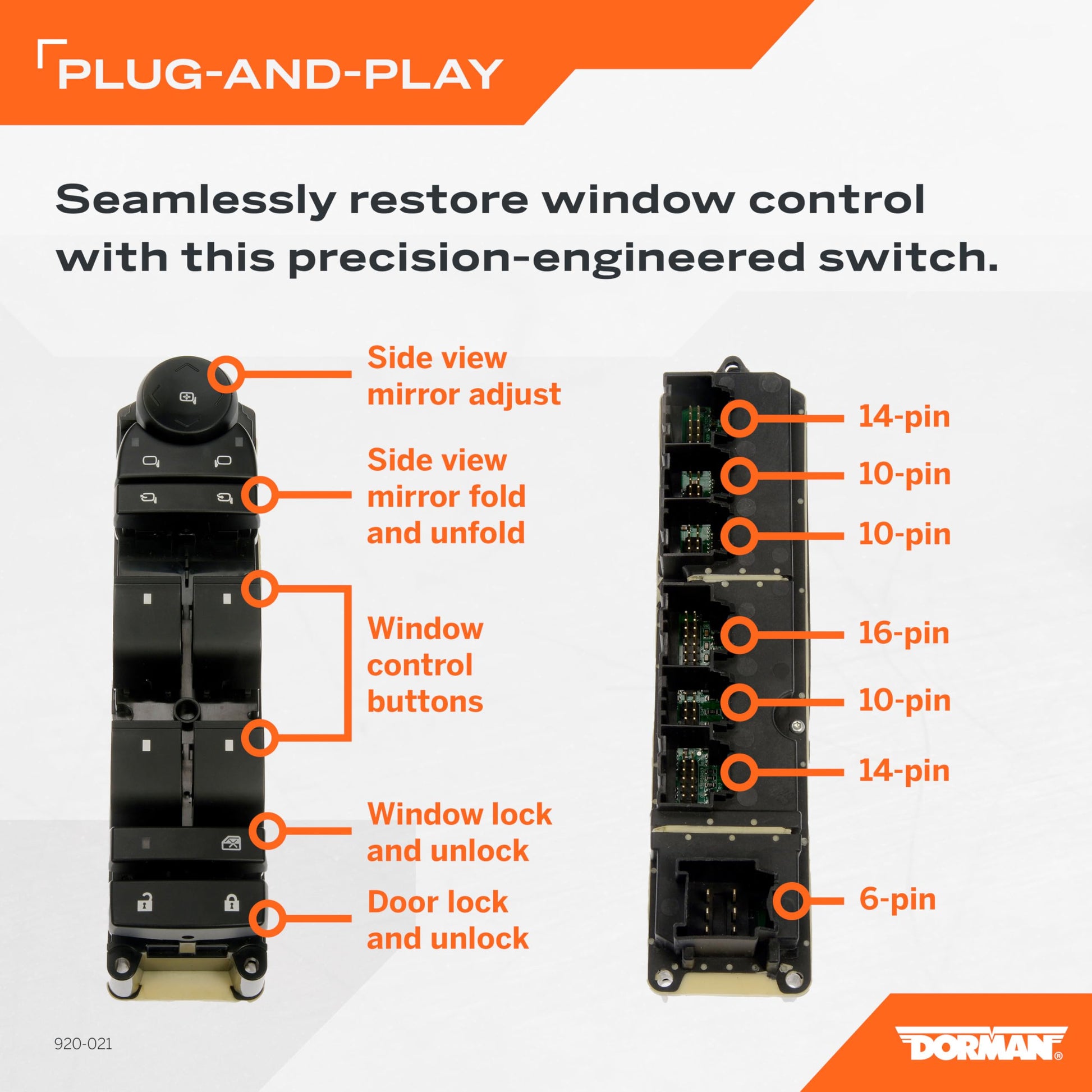 Dorman 920-021 Front Driver Side Master Window Switch Compatible with Select Chevrolet/GMC Models