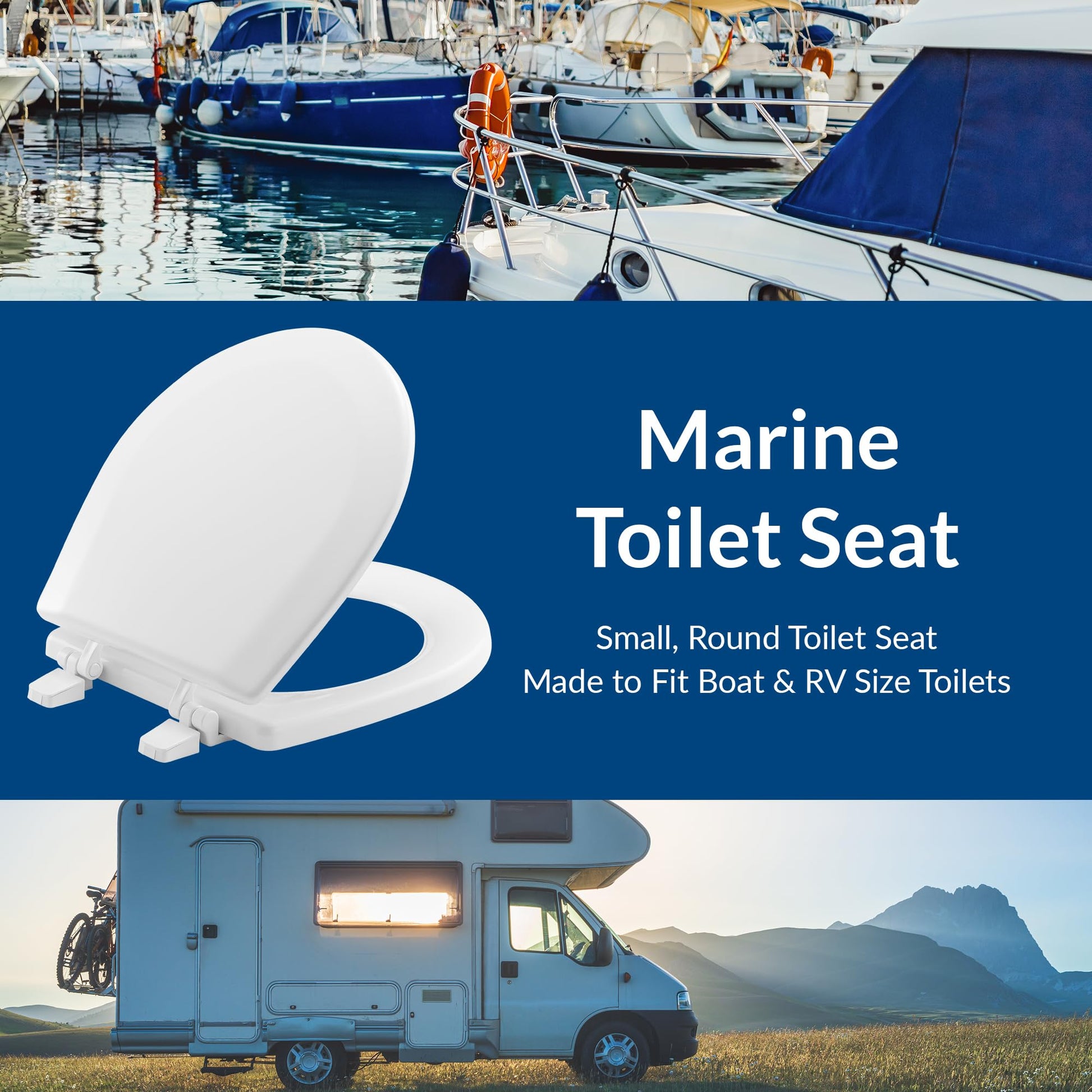 BEMIS TC50TTA MARINE Toilet Seat, Small Toilet Seat Made for Boats and RVs, Durable Wood, White