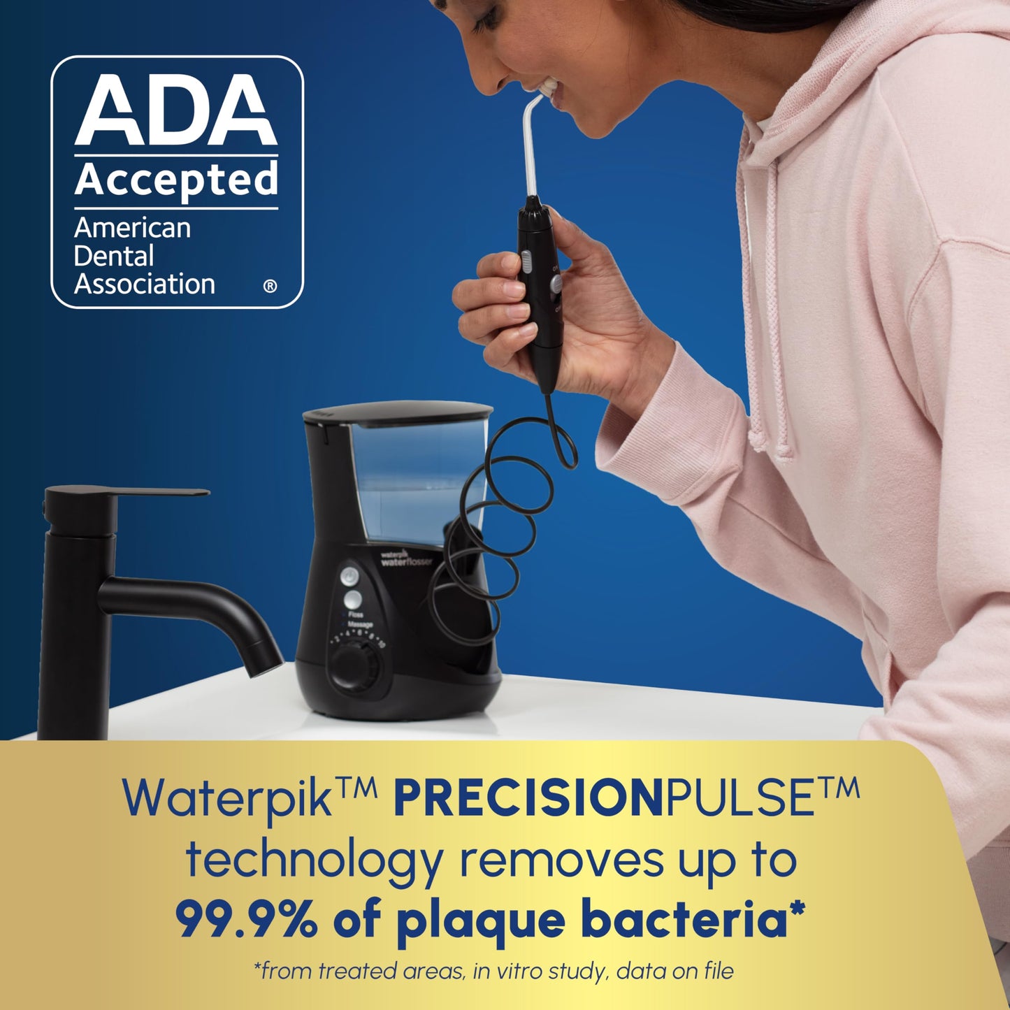 Waterpik Aquarius Countertop Water Flosser with 10 Settings, 7 Tips, Black