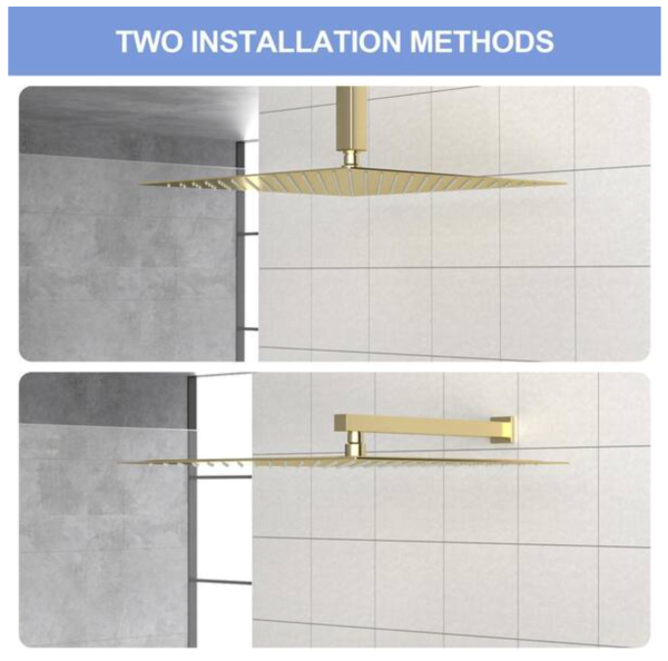 16" Ceiling Mount Rainfall Fixed Shower Head in Brushed Gold 2.5 GPM 