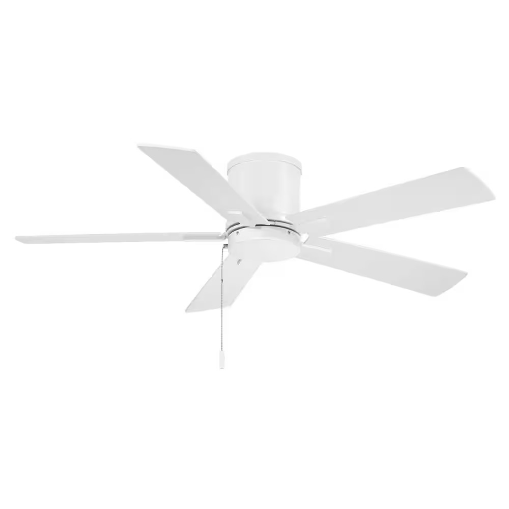 FOR PARTS Grantway 48 in. Indoor/Covered Outdoor Matte White Low Profile Ceiling Fan Without Light with Pull Chain Included