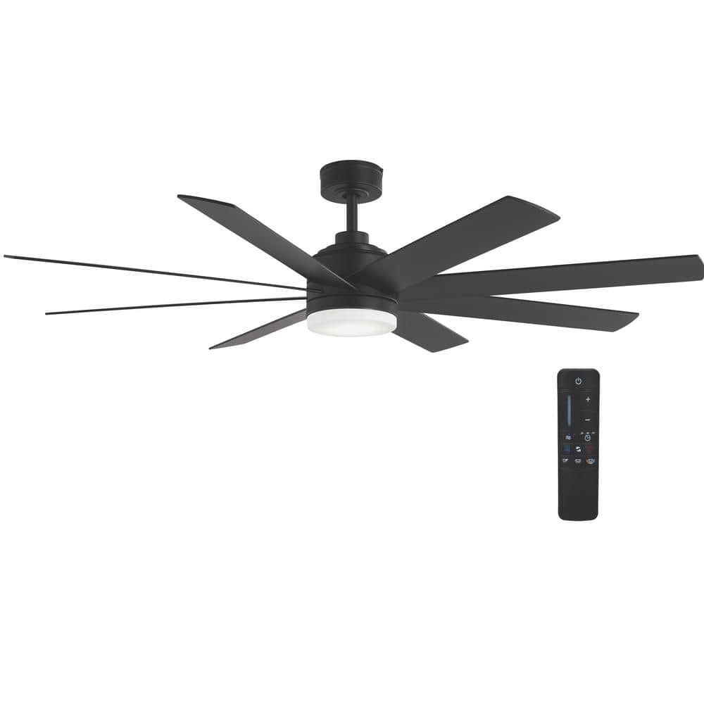 Celene II 62 in. Indoor/Outdoor Matte Black DC Motor Ceiling Fan with Adjustable White Integrated LED W/ Remote Included