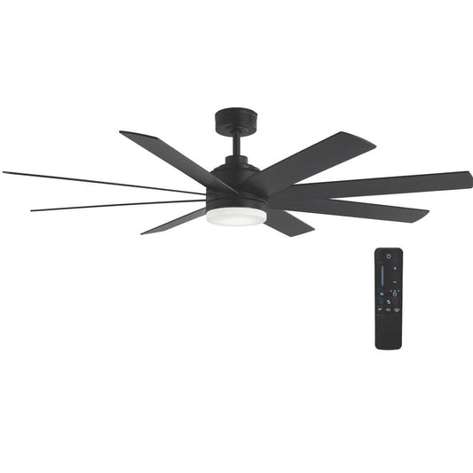 Celene II 62 in. Indoor/Outdoor Matte Black DC Motor Ceiling Fan with Adjustable White Integrated LED W/ Remote Included