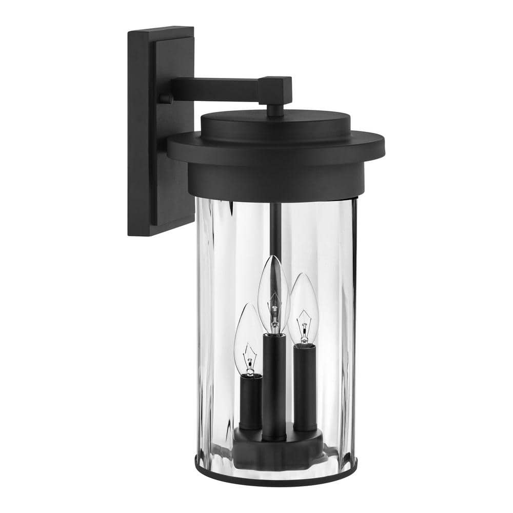 Parts - Crack in Glass - Northwood 16.5 in. 3-Light Black Outdoor Wall Light Fixture with Clear Glass