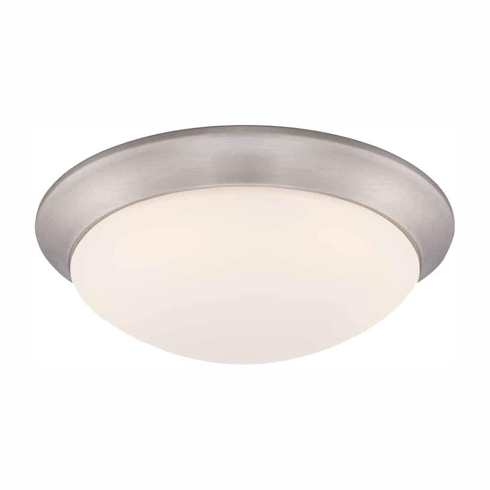 PARTS - MISSING GLASS - Stetson 11 in. 1-Light Brushed Nickel Integrated LED Selectable CCT Flush Mount with Frosted White Glass Diffuser