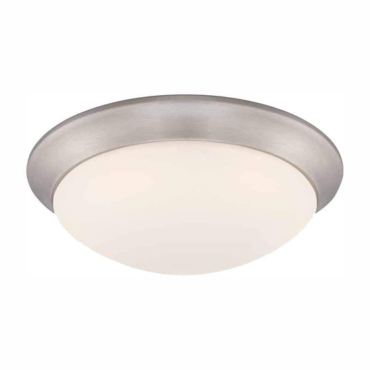 PARTS - MISSING GLASS - Stetson 11 in. 1-Light Brushed Nickel Integrated LED Selectable CCT Flush Mount with Frosted White Glass Diffuser