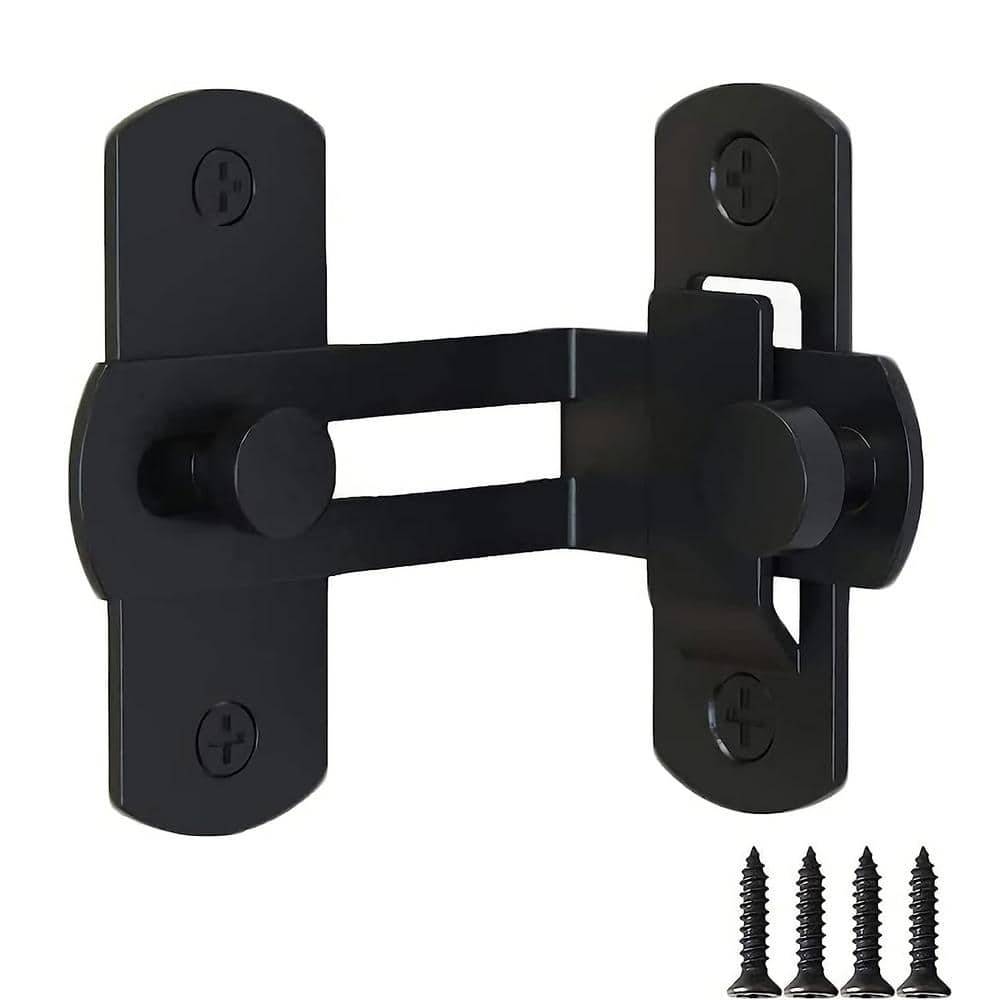 90-Degree Black Barn Door Lock Heavy-Duty Gate Latch Buckle Door Flip Latch Lock