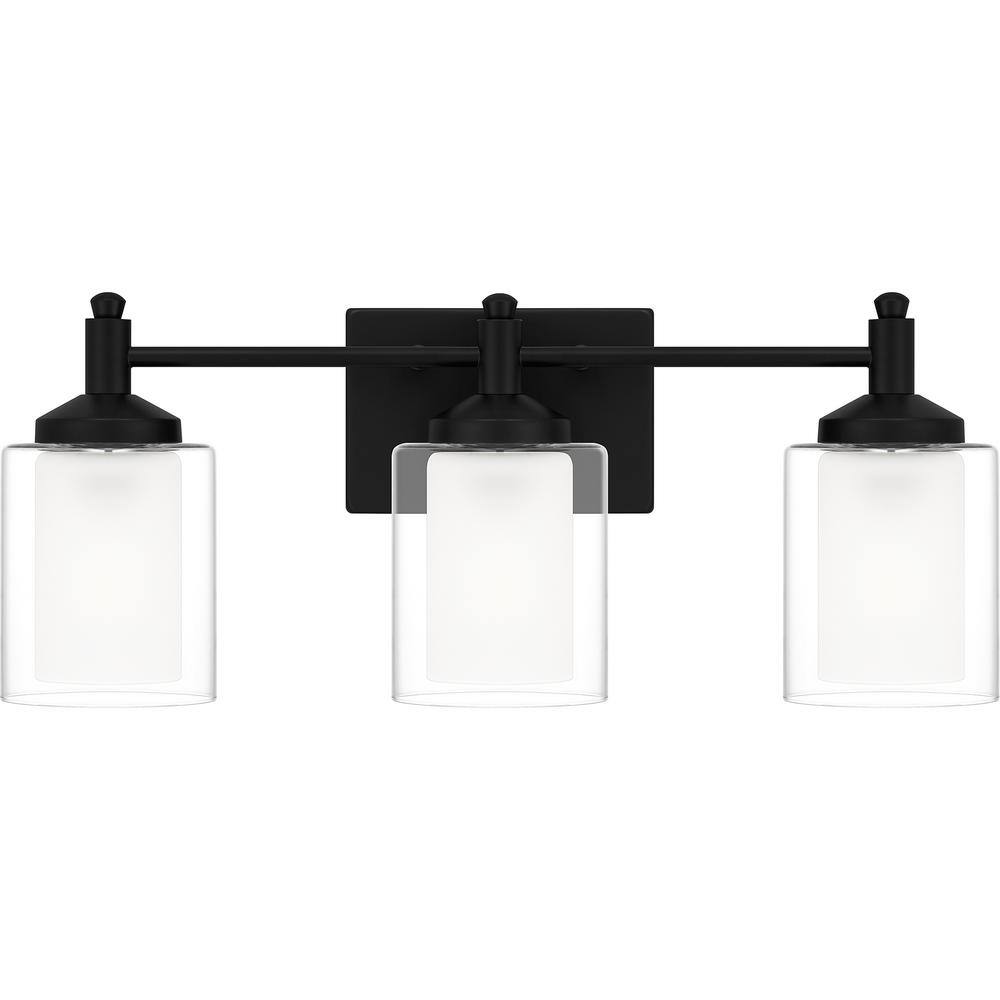 PARTS - NO GLASS GLOBES 22 in. 3-Light Matte Black Vanity Light 