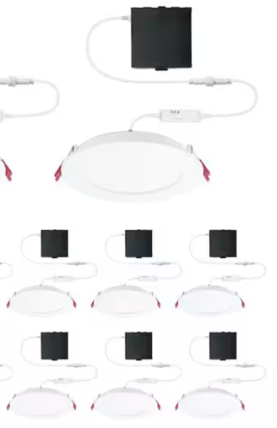 7-PACK Commercial Electric Pro Value Series LED 6 in Round Adj Color Temp Canless Recessed Light for Kitchen Bath Living Rooms, Wht