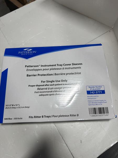 Patterson Dental Instrument Tray Cover Sleeves