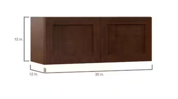 Designer Series Soleste 30"W X 12"D X 12"H Assembled Shaker Wall Bridge Kitchen Cabinet in Spice