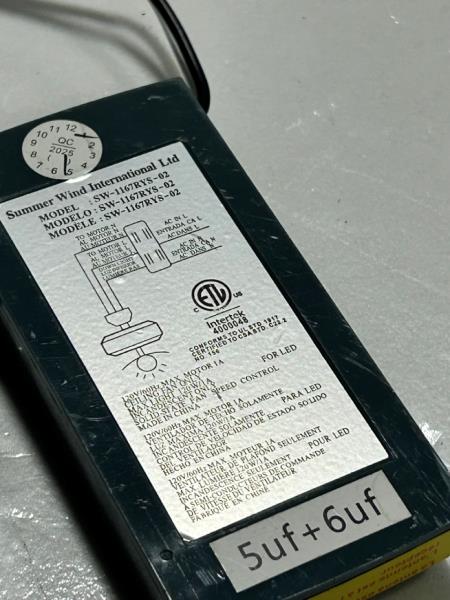 Summer Wind International Ceiling Fan Remote Receiver SW-1167RYS-02