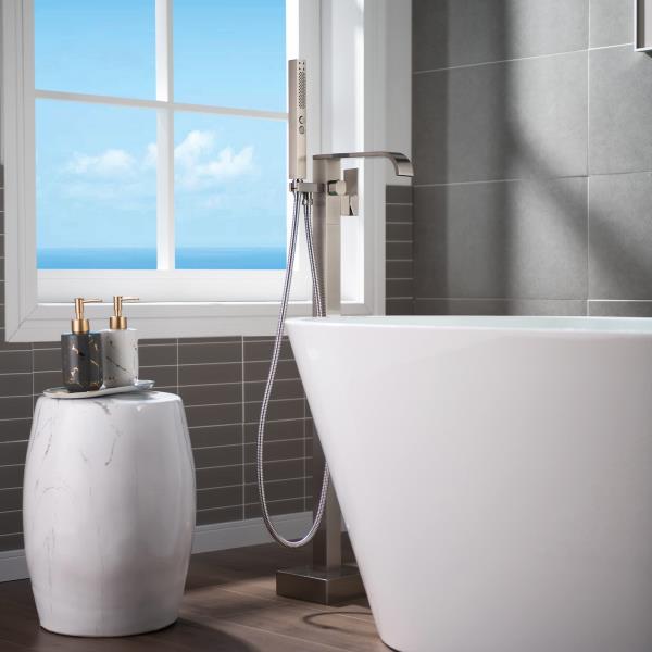 Floor Mount Tub Faucet Faucet, Brushed Nickel
