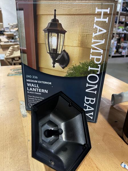 TOP COVER & FINIAL ONLY Hampton Bay Lighting 14.5 in. Black Outdoor Wall Lantern (G14796-BK)