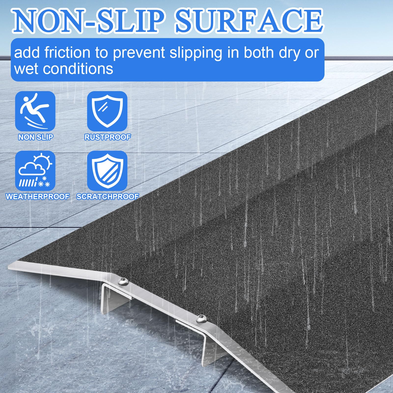 Yaocom Wheelchair Threshold Ramp 15.8 x 27.6 Inches Aluminum Alloy Bridge Ramp 600lbs with Detachable Supports Non Slip Safety Surface Door Ramps for Wheelchairs Stairs Vans Steps Doorway Driveways