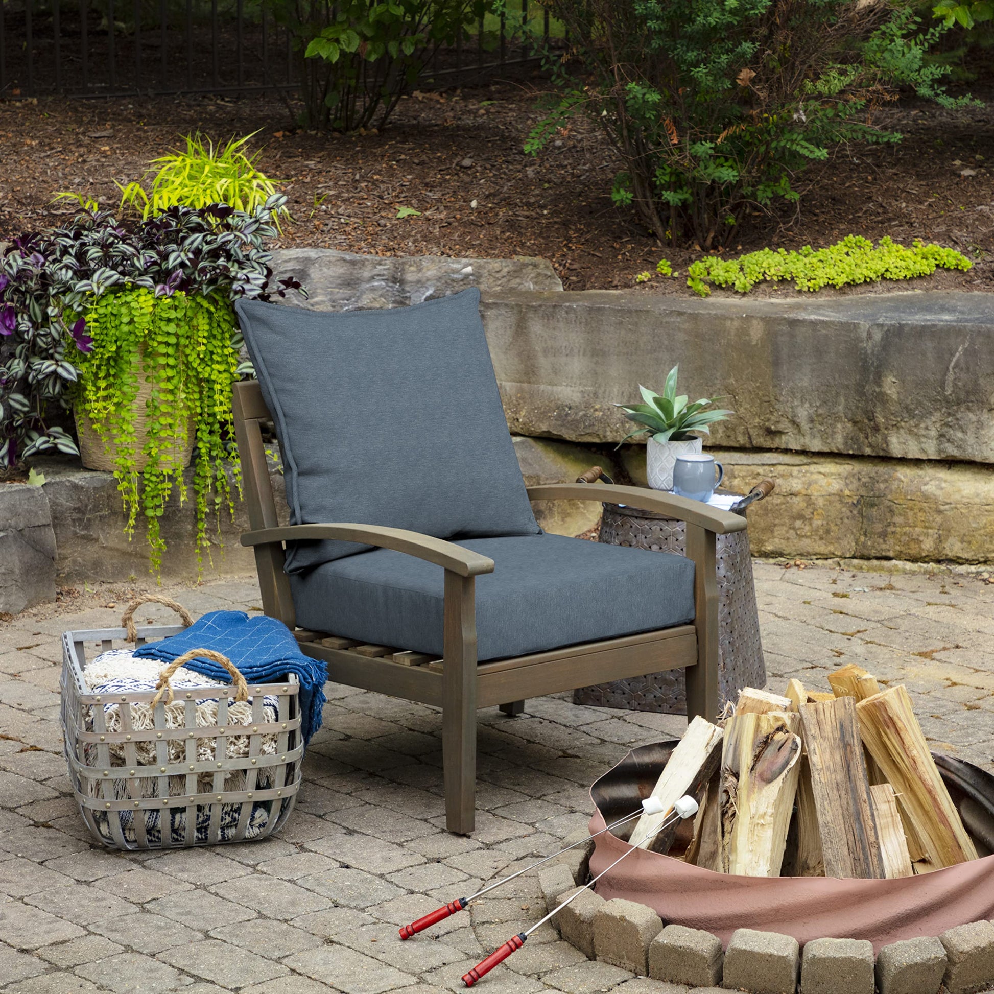 Arden Outdoor Deep Seat Cushion Set, Olefin Fabric, 24x24, Denim Alair