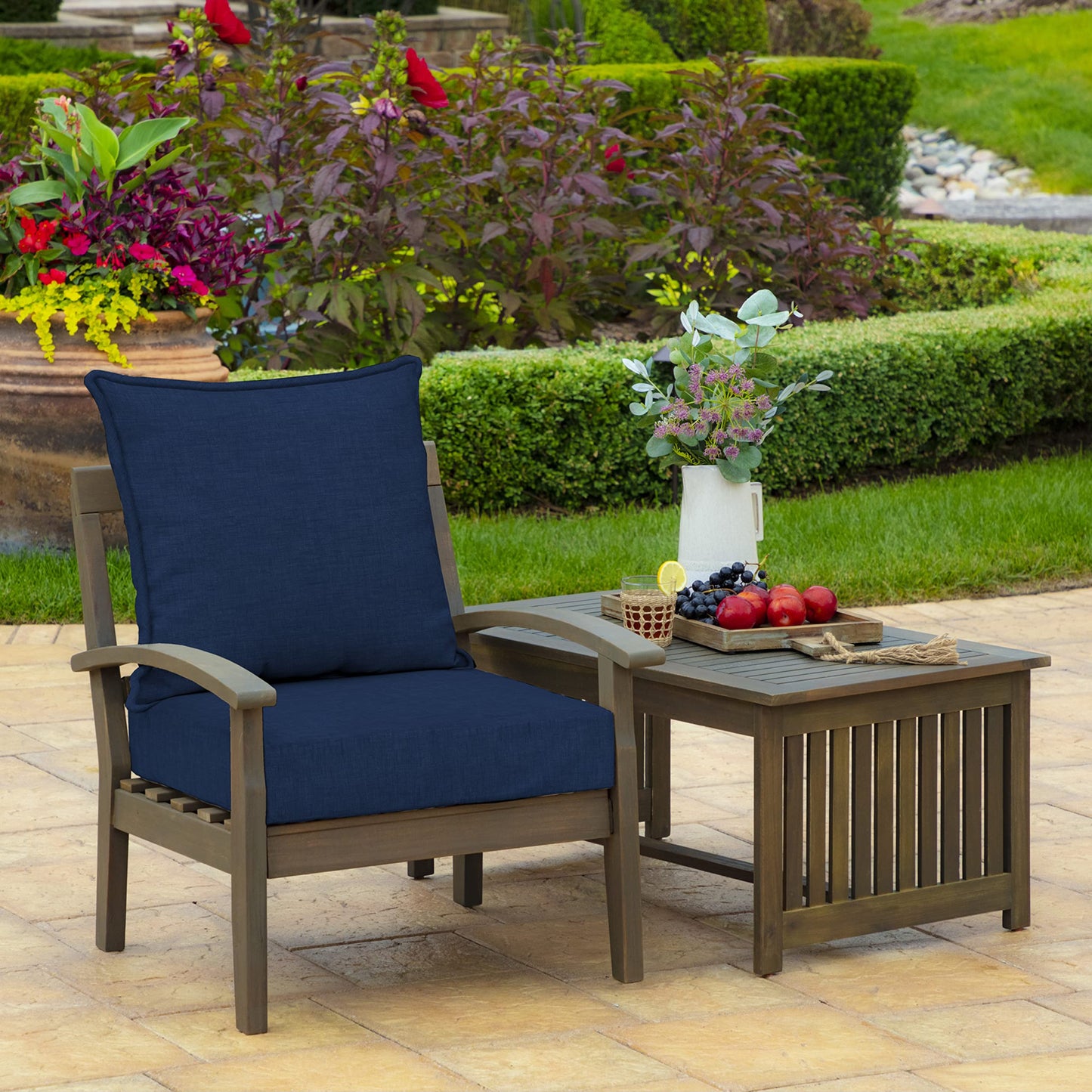 Arden Deep Seat Outdoor Chair Cushion Set, 24 in x 24 in, Weather-Proof, Rain-Proof, Fade Resistant Patio Cushion Set for Chair, Sofa, and Couch Sapphire Blue Leala