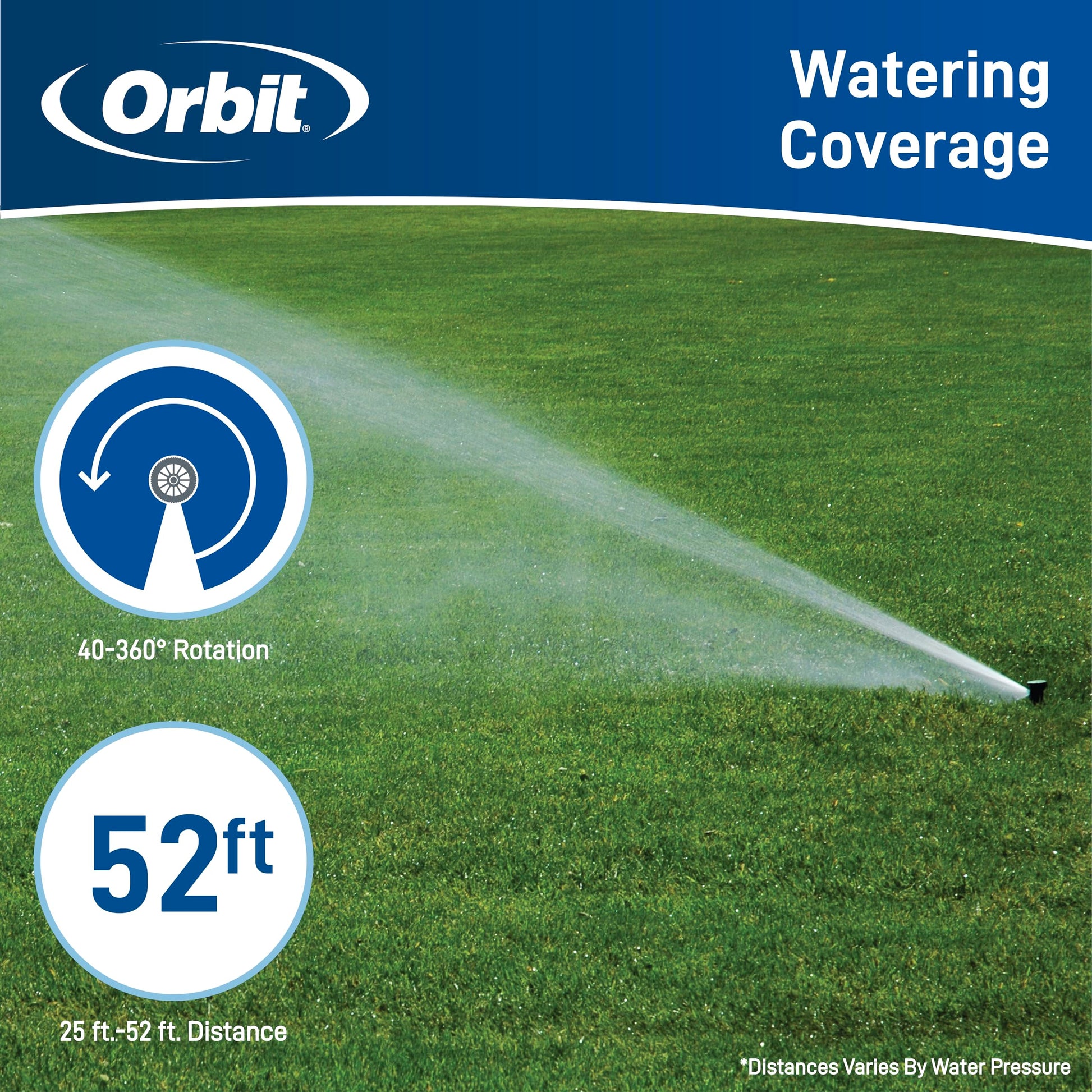 Orbit 55661 Voyager II Professional 4" Adjustable Pop-Up Gear Drive Rotor Sprinkler Spray Head, 40° to 360° Pattern, 25' - 52' Spray Distance (Ten Bonus nozzles Included),Black