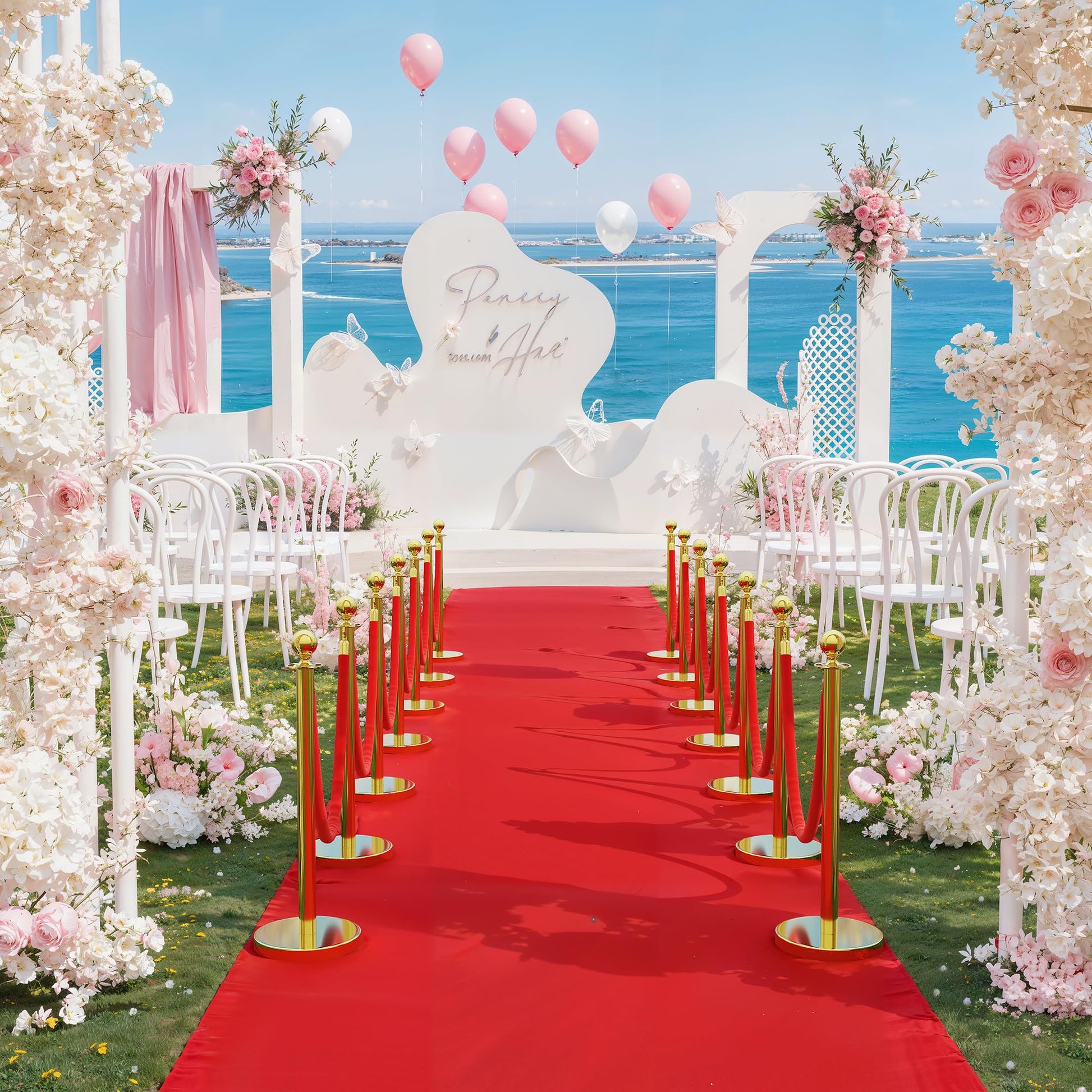 8Pcs Stanchions and Velvet Ropes, Gold Stanchions with Retractable Belts, Crowd Control Barriers with Hollow Base, Red Carpet Ropes and Posts for Event & Party Supplies