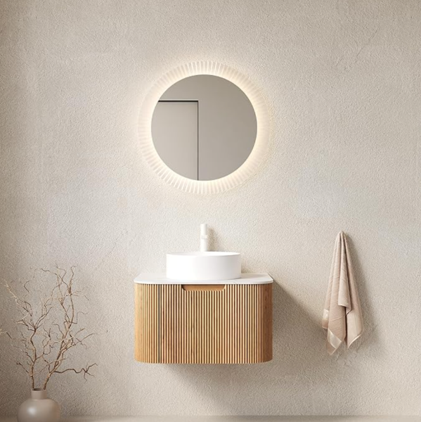 24" Vanity Bathroom Floating, Storage Cabinet with Sink, Round Ceramic Basin,Countertop,Wall-Mounted,24", Drawer, Without Faucet, Pre-Assembled