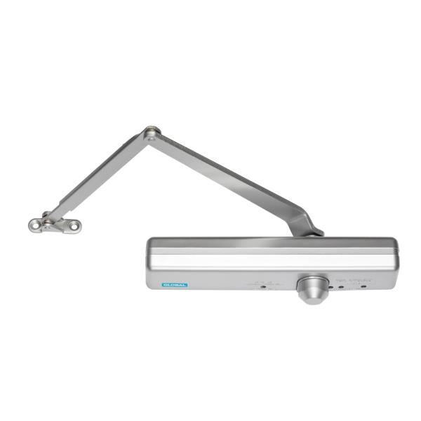 Global Door Controls Slimline Heavy Duty Commercial Door Closer in Aluminum - Sizes 1-6