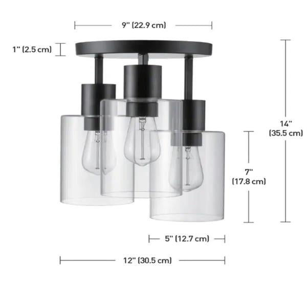 GLASS SHADES ONLY Home Decorators Sutton Place 14 in. 3-Light Flush Mount Light