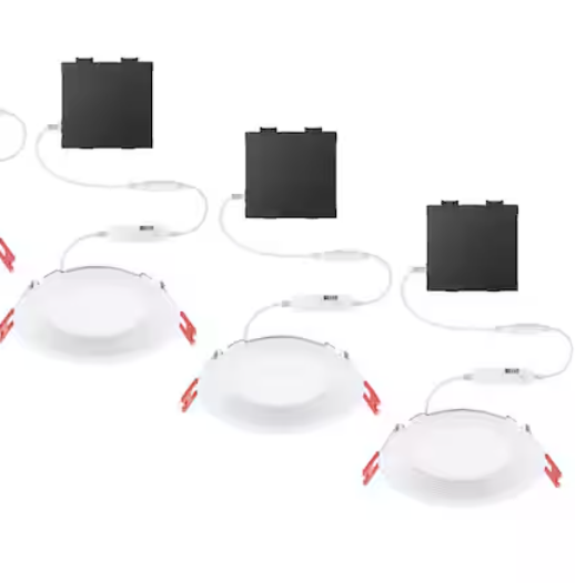 Premium Series 4 in. LED, 2-Level Lumen Select, Baffle Canless Recessed Light, Adjustable CCT (3-Pack)