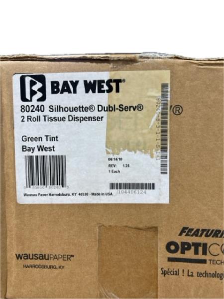 Bay West Silhouette Dubl-Serv 80240, 2 Roll Tissue Dispenser, Green Tint