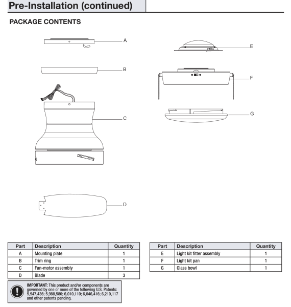 PARTS - LIGHT KIT FITTER ONLY for Ashby Park 44 in. White Color Changing Integrated LED Brushed Nickel Ceiling Fan with Light Kit and 3 Reversible Blades