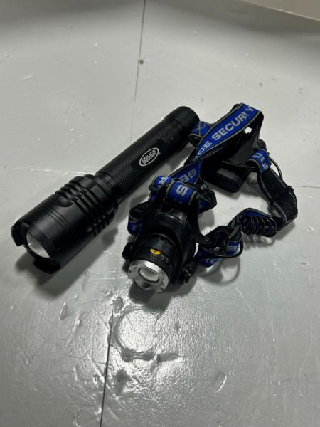 Police Security Flashlight and Headlamp Set