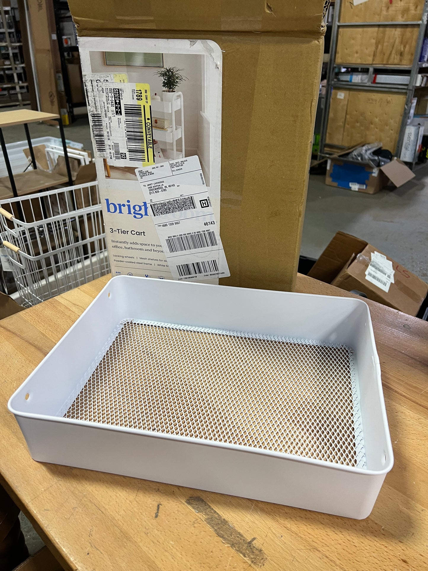 REPLACEMENT SHELF ONLY for 3 Tier Metal Utility Cart White - Brightroom