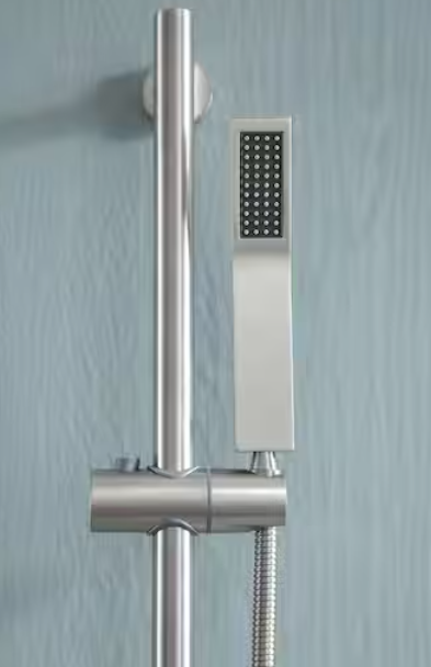 Ceiling Mount Rain Shower System, Handheld Shower Head in Brushed Nickel