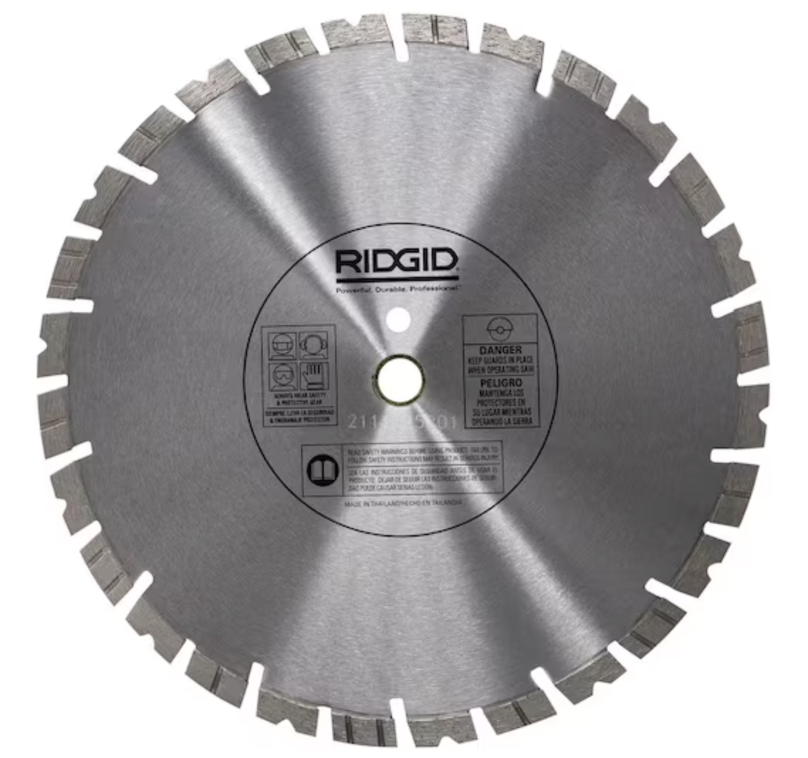 RIDGID 14 in. Masonry Diamond Blade HD-MPTS14 1 in. arbor, includes a 20 mm adapter