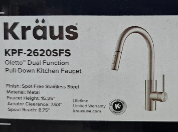 KRAUS Oletto Single Handle Pull Down Kitchen Faucet in Spot Free Stainless Steel, KPF-2820SFS