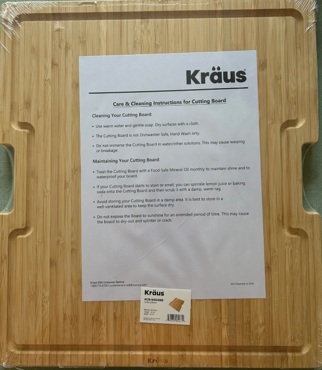 Kraus Kore Solid Bamboo Cutting Board for Workstation Kitchen Sink (16 3/4 in. x 12 in.), KCB-WS103BB