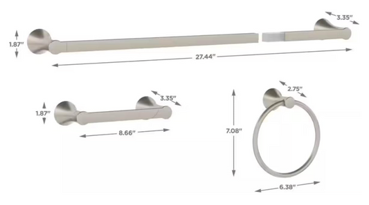 *READ* Delta Greydon 3-Piece Bath Towel Bar Set, Wall-Mounted, Brushed Nickel Finish