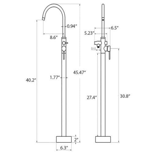 1-Handle Freestanding Floor Mount Tub Faucet Bathtub Filler w/ Hand Shower,Matte Black and Gold, Single Handle,