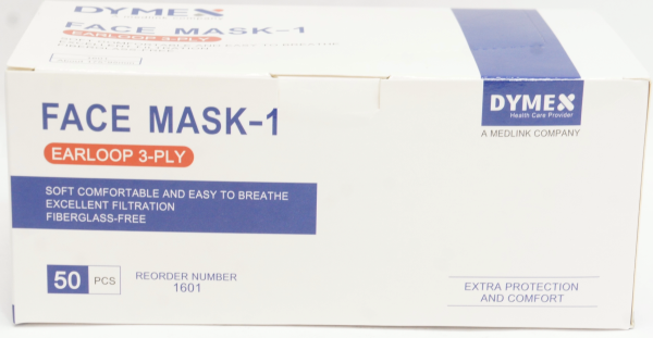 DYMEX Disposable 3-Ply Masks - Case of 2,000