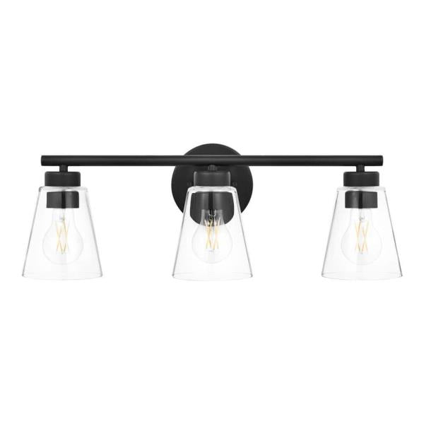 CLEAR GLASS SHADE ONLY Hampton Bay Eastburn 22" Matte Black Vanity Light