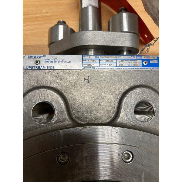 Jamesbury Fire-Tite Wafer-Sphere Valve, 316SS Body, Fire-Safe Shutoff, 10 Inch