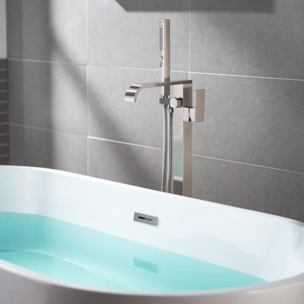 Floor Mount Tub Faucet Faucet, Brushed Nickel