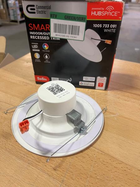 FOR PARTS Commercial Electric 5 in./6 in.Smart Integrated LED Recessed Light Trim Wireless Adjustable CCT New Construction Remodel Powered by Hubspace 538561010